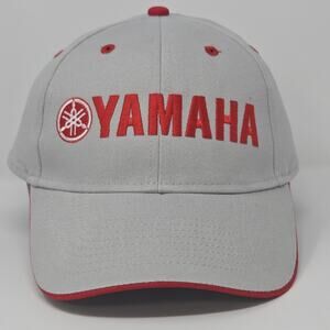 Yamaha Racing Hat Mens Gray Adjustable Strapback Cap Embroidered Logo Motorsport
